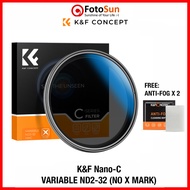 K&F Variable ND2-32 37mm to 82mm Nano-C ND filter with no Cross X mark