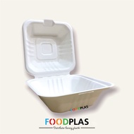 Bagasse Burger Box 6 Inch (25 Pcs) - Sugarcane Box 6" Sugarcane Fiber/