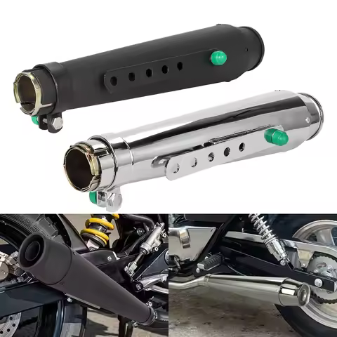 35mm 39mm 43mm Universal Motorcycle Cafe Racer Exhaust Mufflers Pipe with Sliding Bracket Matte Blac