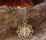 古董法國聖母信仰教堂十字架耶穌基督銀色雙面項鍊 1921年