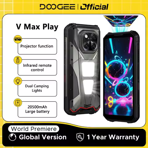 DOOGEE V Max Play 5G Projector Rugged Phone 6.78" 120Hz 20500mAh Dual Camping Lights16GB+512GB 200MP