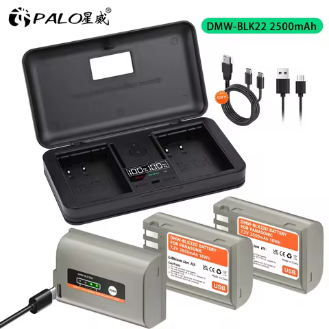 PALO DMW-BLK22 BLK22 USB Charging Battery+LCD Charger Case for Panasonic LUMIX DC-S5 DC-S5K GH5 II G