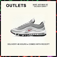 กล่องที่สมบูรณ์ Nike Air Max 97 " Silver Gray " Running Shoes 884421 - 001 รับประกัน 1 ปี