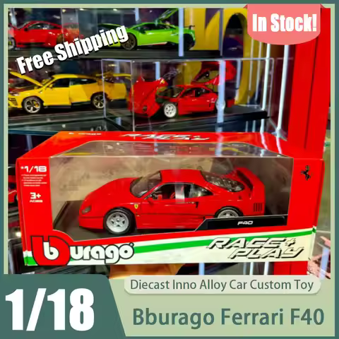 Bburago 1:18 Ferrari F40 Diecast Alloy Car Model Classic Supercar Simulation Replica Red Static Vehi