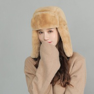 2021 Ushanka Pilot Bomber Hat Warm Winter Fur Badge Soviet Hat Women Trapper Trooper Hats Army Russi