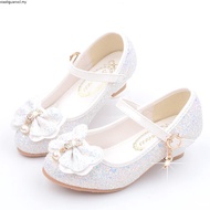 Girls Sequin High Heels Shoes Children's Butterfly Knot Princess Shoes Students Dance Shoes