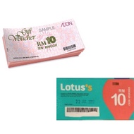 LOTUS AEON CASH VOUCHER GIFT VOUCHER SHOPPING Baucer Baucar RM10 TESCO JUSCO AEON BIG EXP 06/2026