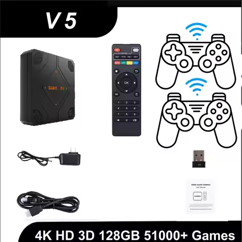 ABZZ-V5 Retro Game Console 64G 45000 Games Dual Handheld Game Console TV Box Game Controller Home Ga