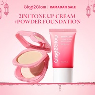 Glad2Glow 2 In 1 Perfect Blurring Powder Foundation & Tone Up Cream Makeup 2pcs Concealer Oil Contro