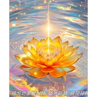 Sunshine Shines on Nine-Petal Lotus Golden Lotus3d 3D Wall Stickers Decorations Indoor Home Living R