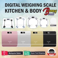 LCD Digital Body Scale &amp; Kitchen Scale Weighing Glass Thin Slim iscale/Penimbang Berat LCD &amp; Penimbang Dapur