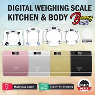 LCD Digital Body Scale & Kitchen Scale Weighing Glass Thin Slim iscale/Penimbang Berat LCD & Penimba