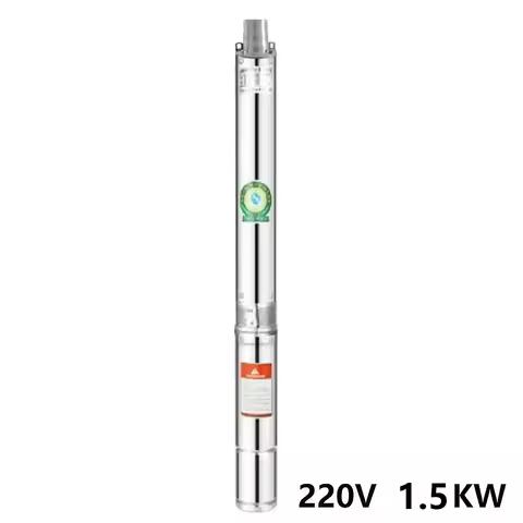220V 1.5KW Large Flow Household Stainless Steel Deep Well Pump All Copper Motor High Lift Clean Wate