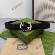 全新Gucci經典皮帶GG壓字全皮雙G男士腰帶皮带