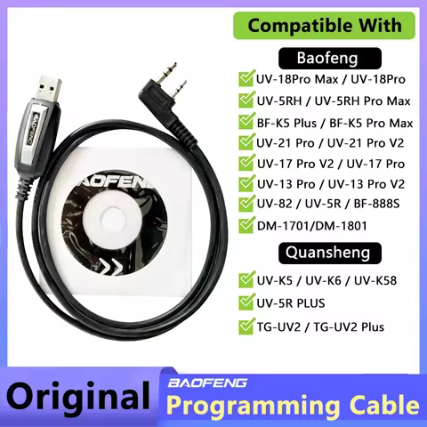 USB Programming Cable Quansheng UVK5 UVK6 5RPlus Baofeng 18Pro 13Plus 17Plus V2 Programming Cable CD