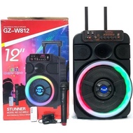 Wireless Bluetooth Portable Trolley Speaker 12 Inch / Super Bass / Wireless Microphone / RGB LED Lig