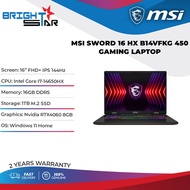 MSI Sword 16 HX B14VEKG 450 Gaming Laptop - 16" FHD+ IPS 144Hz/I7-14650HX/16GB DDR5/1TB SSD/RTX4060/