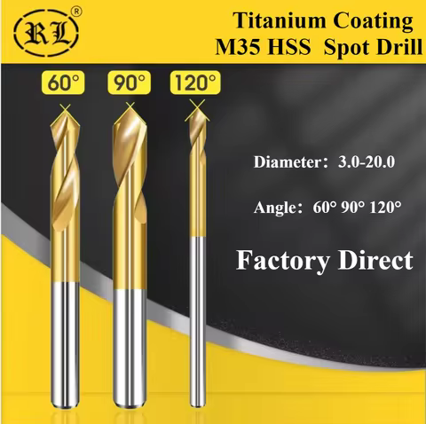RL HSS Cobalt-containing M35 Spot Drill Set 120 60 90 Degree Positioning Center Drill 2.0-20 For Lat