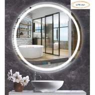 (SG Stock) LED  Bathroom Mirror Wall Mount Vanity Touch Dimmer Switch Anti-Fog Round Makeup Mirror
