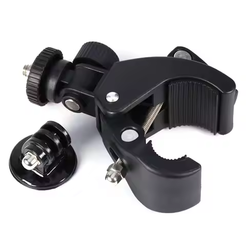 GloryStar Black Bike Bicycle Motorcycle Handlebar Handle Clamp Bar Camera Mount Tripod Adapter For G
