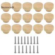 15Pcs Wooden Drawer Knobs Furniture Knobs Wooden Cupboard Knobs for Cabinets and Drawers, Round Wooden Knobs