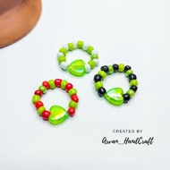 HIJAU Green Love Beads Ring || Green Love Bead Ring