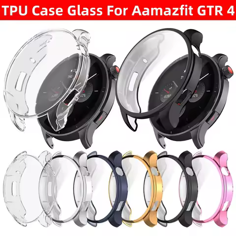Soft Silicone Case Glass For Amazfit GTR 4 Smart Watch Screen Protector Bumper Shell for Huami Amazf