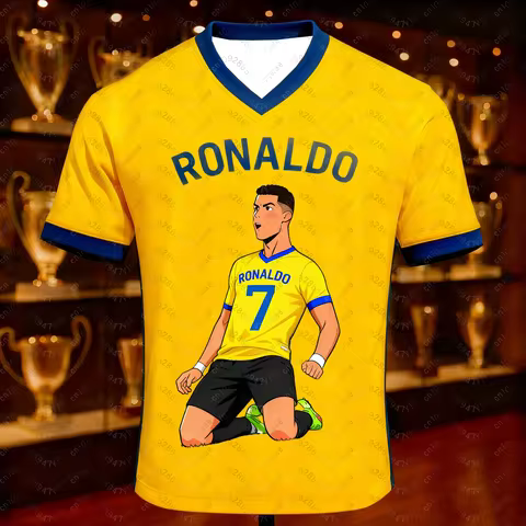 Football Jersey 3d Printed NO.7 Ronaldo Women's Sports Breathable Short Sleeve Men's Boys Girls Trai
