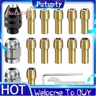 16Pcs Drill Chuck Collet Set, 1/32 to 1/8inch Drill Chuck Collet Set with 11Pcs Brass Collet, 3Pcs C