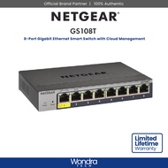 Netgear GS108T | 8-Port Gigabit Ethernet Smart Switch with Cloud Management (GS108T-300UKS)