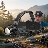 M77 8400 Lumen Headlamp, Ultra-Bright Type-C Rechargeable, Zoomable Waterproof, for Outdoor Hunting 