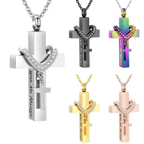 Cremation Jewelry for Ashes Pendant - Cross Urn Necklace with Mini Keepsake Urn Memorial Ashes Jewel