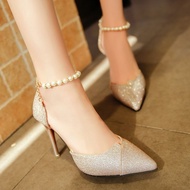 Women's 9p high heels - for luxurious, high-end 9p stiletto heels with pearl straps - CGKimTuyen