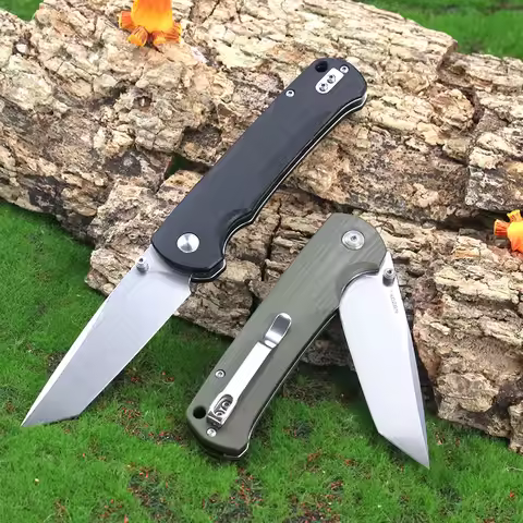 EDC Folding Knife 14C28N Steel Foldable Pocket Knife g10 Handle Camping Fishing Hunting Stone polish