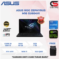 Laptop ASUS Rog Zephyrus M16 GU604VI Core I9 13900 RTX4070 8GB/ Ram 16GB Ssd 1TB Windows 11 16.0QHD IPS 240HZ Refresh Rate