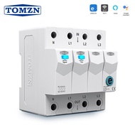 TOMZN WIFI Smart Circuit Breaker 3P+N 3 Phase 208V 380V 63A DIN Rail EWeLink 3 Relays Cut off Live W