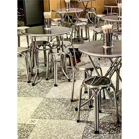 Industrial style Internet celebrity stainless steel folding table stall restaurant dining table simp