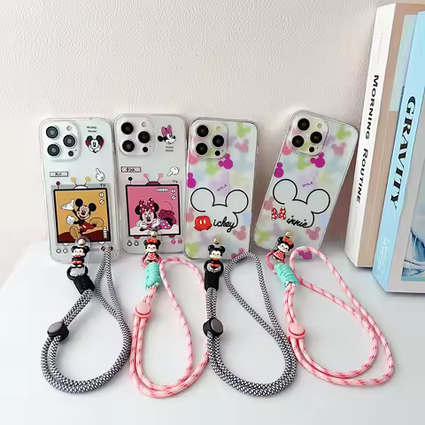 TV Minimi Mickey Case With Rope For Huawei Honor 70 80 90 100 200 400 Pro SE GT X7A X8A X8C 9 10 lit