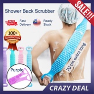Best Buy [ READY STOCK ] Purple Body Bath Back Long Scrubber Wash Silicone Brush Gentle Beauty Skin 