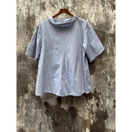 Light blue short sleeve high collar shirt frs T4048