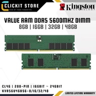KINGSTON VALUE DDR5 5600MHz CL46 non-ECC DIMM Dekstop RAM | 8GB/16GB/32GB/48GB | KVR56U46BS6