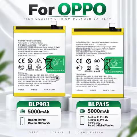 Replacement Phone Battery BLP705 BLP983 BLPA63 BLPA15 BLPA41 For OPPO OnePlus Reno 10X Zoom Reno 11 