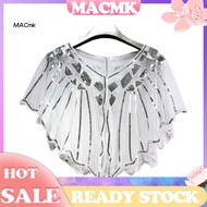  Women Cape Crochet Lace All-match Mesh Summer Beaded Sequin Shrug Flapper Dress Shawl for Party