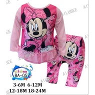 READY STOCK BABYS PYJAMAS MINNIE MOUSE PINK BA-057