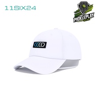 11SIX24 Slipstream Hat Pickleball Cap - White / Black / Teal (Dad Hat)