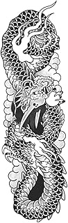Cool Tattoos,Japanese Style Wave Dragon,Dragon Tattoos,Resilience,Lasts 1-2 Weeks,Water-Resistant,Re
