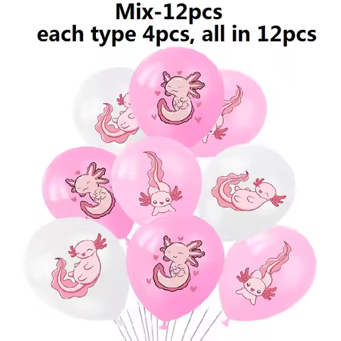 Pink Salamander Balloon, White Pink Latex Balloons,Birthday Party Decoration,Pink Axolotl Balloon Se