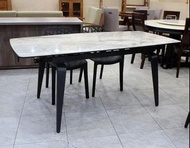 【歐風別館】派丁森精品陶瓷玻面伸縮餐桌+四張樹枝狀黑色餐椅【基隆至台中免運費】