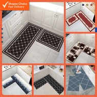 2-in-1 Kitchen Carpet Set | 3D Printed Tile Pattern | Modern Non-Slip Mat | Alas Kaki Dapur Permaida
