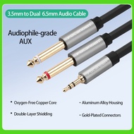 3.5mm to 6.35mm Stereo Jack Audio Cable 3.5mm 1/8" TRS to 6.35mm 1/4" TS Mono Y-Cable Splitter Cord 